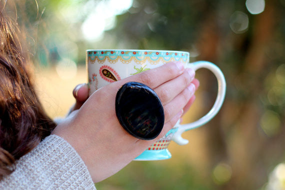 Black statement ring Geometric ring