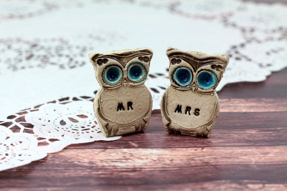 Owls Wedding cake topper -Mr & Mrs owls Cute cake topper Wedding gift