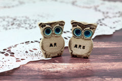 Owls Wedding cake topper -Mr & Mrs owls Cute cake topper Wedding gift - Ceramics By Orly
 - 1