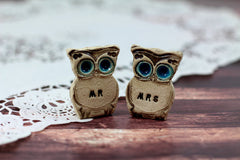 Owls Wedding cake topper -Mr & Mrs owls Cute cake topper Wedding gift - Ceramics By Orly
 - 4