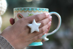 Star ring Ceramic jewelry Ceramic ring White ring Statement ring Cocktail ring White star - Ceramics By Orly
 - 2