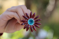 Marsala Flower ring Cocktail ring Big ring Ceramic jewelry - Ceramics By Orly
 - 4