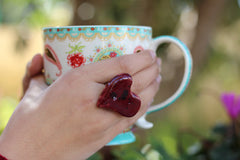 Marsala heart ring Ceramic jewelry Ceramic ring Red heart ring - Ceramics By Orly
 - 3