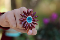 Marsala Flower ring Cocktail ring Big ring Ceramic jewelry - Ceramics By Orly
 - 3