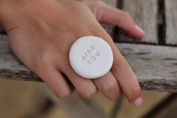 Miss you ring Inspirational jewelry Engraved ring Words ring Personalized jewelry Quote jewelry Gift for her