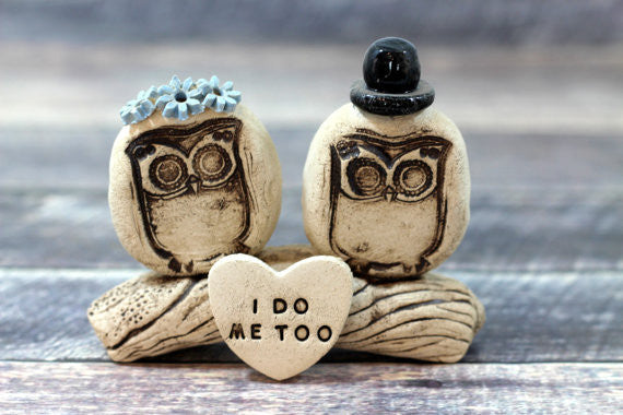 I Do Me Too Owls cake topper Bride and groom owls Love birds wedding cake topper