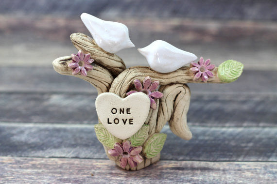 Dove wedding cake topper I DO ME TOO Ceramic Cake Topper - Love Birds rustic cake topper Wedding topper