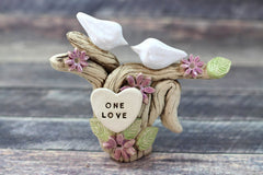 Dove wedding cake topper I DO ME TOO Ceramic Cake Topper - Love Birds rustic cake topper Wedding topper - Ceramics By Orly
 - 1