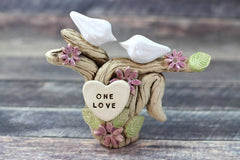Dove wedding cake topper One Love Ceramic Cake Topper - Love Birds rustic cake topper Wedding topper - Ceramics By Orly
 - 5