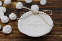 Anniversary gift Two souls One love Ring dish Wedding ring dish - Ring bearer Wedding Ring pillow 1st anniversary gift - Ceramics By Orly
 - 2