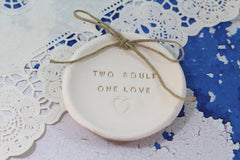 Anniversary gift Two souls One love Ring dish Wedding ring dish - Ring bearer Wedding Ring pillow 1st anniversary gift - Ceramics By Orly
 - 5