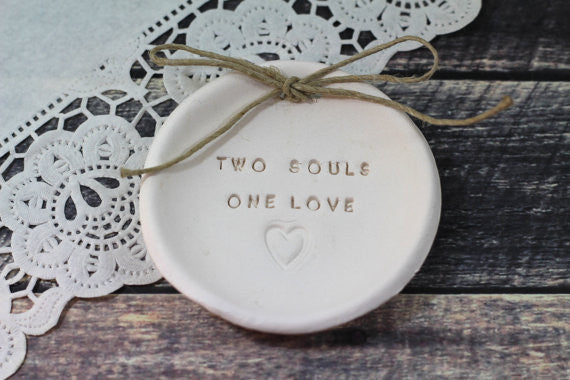 Anniversary gift Two souls One love Ring dish Wedding ring dish - Ring bearer Wedding Ring pillow 1st anniversary gift