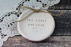 Anniversary gift Two souls One love Ring dish Wedding ring dish - Ring bearer Wedding Ring pillow 1st anniversary gift - Ceramics By Orly
 - 1