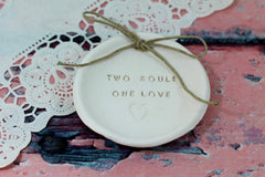 Anniversary gift Two souls One love Ring dish Wedding ring dish - Ring bearer Wedding Ring pillow 1st anniversary gift - Ceramics By Orly
 - 4
