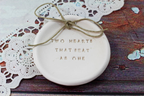 Anniversary gift Two hearts that beat as one Ring dish Wedding ring dish - Ring bearer Wedding Ring pillow 1st anniversary gift