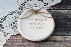 Anniversary gift Two hearts that beat as one Ring dish Wedding ring dish - Ring bearer Wedding Ring pillow 1st anniversary gift - Ceramics By Orly
 - 4