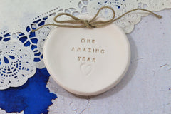 Anniversary gift One amazing year Ring dish Ring bearer 1st anniversary gift - Ceramics By Orly
 - 4