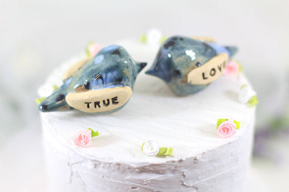 True Love Wedding cake topper Love birds cake topper Anniversary gift Chic wedding Engagement gift - Ceramics By Orly
 - 1