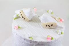 Love you Wedding cake topper Love birds cake topper Anniversary gift Chic wedding Engagement gift - Ceramics By Orly
 - 3