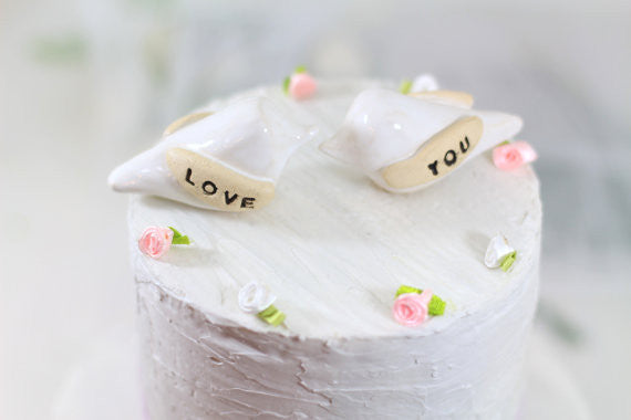 Love you Wedding cake topper Love birds cake topper Anniversary gift Chic wedding Engagement gift