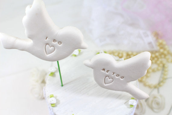 I do Me too Bird Wedding cake topper Love birds wedding cake topper Anniversary gift