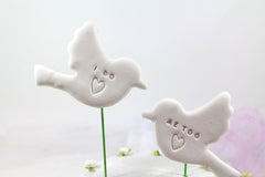 I do Me too Bird Wedding cake topper Love birds wedding cake topper Anniversary gift - Ceramics By Orly
 - 2
