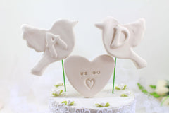 Love of my life Bird Wedding cake topper Custom cake topper Initials cake topper Love birds wedding cake topper - Ceramics By Orly
 - 1