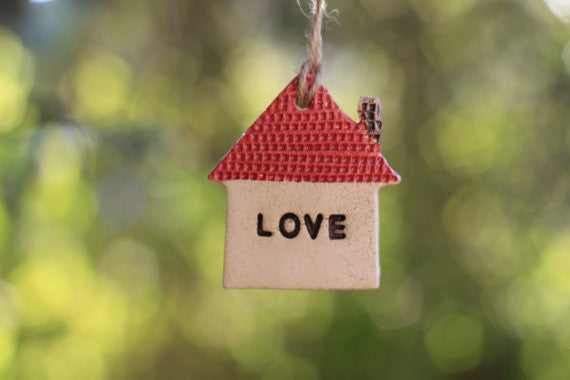 Red love house ornament Wall ornament Holidays decor Wall hanging Christmas tree ornaments