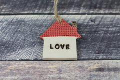 Red love house ornament Wall ornament Holidays decor Wall hanging Christmas tree ornaments - Ceramics By Orly
 - 2