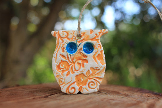 Ceramic Owl ornament Nursery decor Tree ornament