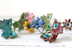 Flowers and butterflies handmade napkin rings - Ceramics By Orly
 - 2