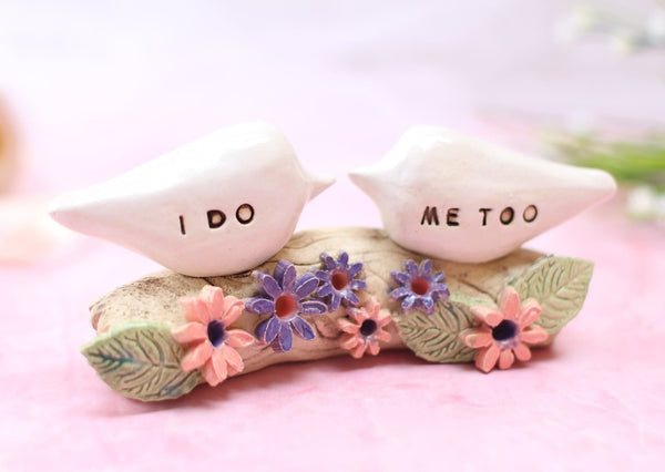 I Do Me Too Bird wedding cake topper, Custom cake topper, Love bird cake topper