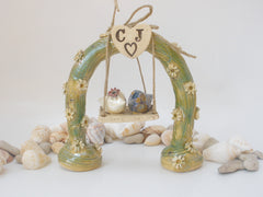 Swing wedding cake topper A pair of ceramic love birds swings under their love tree - Ceramics By Orly
 - 7