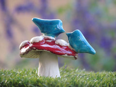 Mushroom wedding cake topper A pair of love birds on a mushroom in a color of your choice - Ceramics By Orly
 - 4