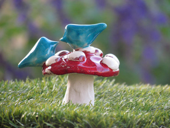 Mushroom wedding cake topper A pair of love birds on a mushroom in a color of your choice
