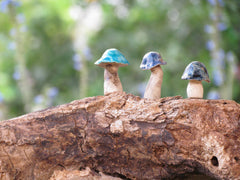 Tiny rustic ceramic mushrooms garden in variety of colors sizes and shapes - Ceramics By Orly
 - 4