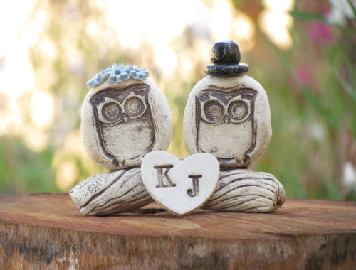 Personalized owls wedding cake topper - Ceramics By Orly
 - 1