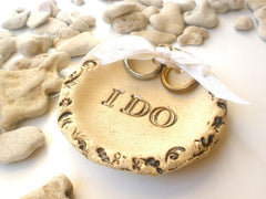 Rustic wedding Ring bearer – I do Ceramic stone look wedding ring holder - Ceramics By Orly
 - 3