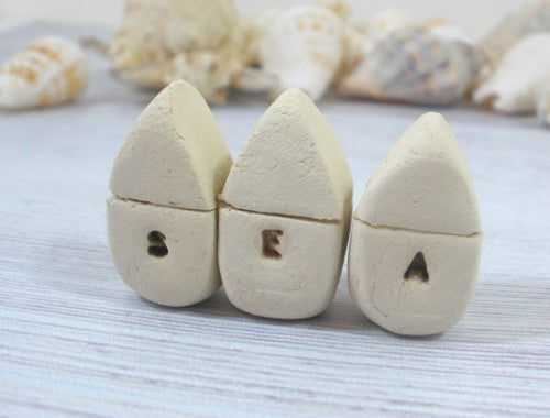 A set of tiny rustic ceramic SEA miniature houses - Ceramics By Orly
 - 1