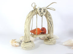 Cake toppers wedding – Custom rustic swing wedding cake topper Bird cake topper - Ceramics By Orly
 - 3