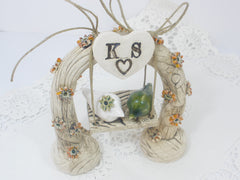 Swing wedding cake topper A pair of ceramic love birds swings under their love tree - Ceramics By Orly
 - 6