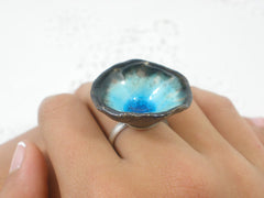 One of a kind turquoise and brown ceramic ring - Ceramics By Orly
 - 6